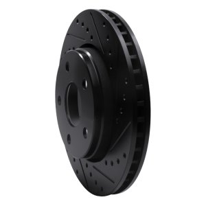 Jeep Wrangler Brake Rotor (1) - Front Right - R1 Concepts - Drilled & Slotted - Black - `07-`18